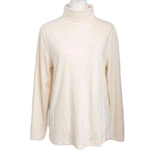 Peruvian Connection Pima Cotton Blush Beige Turtleneck Top XL